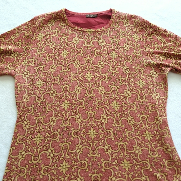 J. McLaughlin Pink & Gold/Gold Shimmer Pullover Sweater Decorative Buttons Sze L - Picture 4 of 9